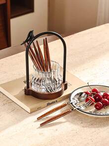 A Vintage-Style Glass Holder For Cutlery-Such As Knives, Forks, And Spoons-Featuring A Convenient Handle; Suitable For Use When Serving Desserts, Cakes, Or Fruit, As Well As For Organizing Tableware And Kitchen Utensils During Home Parties. - Multicolor - View 7