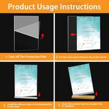 2pcs T-Shaped Transparent Acrylic Display Stands, A4 A5 A6 Size Solid Wood Base Beech Wood Horizontal And Vertical Styles, Interchangeable, Suitable For Restaurant Menu Display, Office, Home Decor, Back To School, Wedding Ceremony, Bachelor Party, Birthday Celebration, Prom, Hotel Decoration And New Year Celebration - Multiple Specifications - View 6
