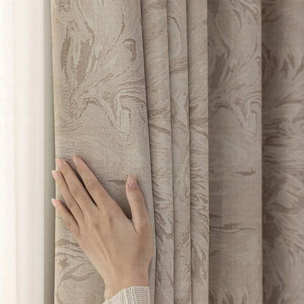 NOSBEI 1pc Rod Pocket Thickened Blackout Curtain, Easy To Slide Onto Rod, Fully Blocks Light, Elegant Downton Manor Vintage Style Home Decor Curtain, Suitable For Bedroom, Living Room, Bay Window