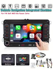 適用於 VW Golf MK5 MK6 Jetta Beetle Passat Sharan Tiguan Touran Seat Polo 的汽車收音機，支援無線 CarPlay 與 Android Auto，7 吋 VW 觸控螢幕主機 / 倒車顯影（可選），含 FM AM 收音機 - MP5 - 查看 2