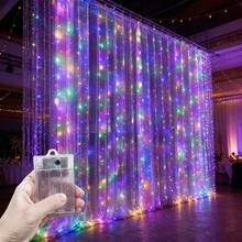 Battery Powered Fairy Curtain Lights, String Lights For Yard, Background Wall Decoration, Suitable For Wedding, Christmas, Halloween, Party, Holiday Lighting, Camping Decoration, Patio Decoration, Home Lighting, Room Decoration, Garden Decoration, 8 Lighting Modes, 100/200/300/600LED, Outdoor String Lights, All Season Use, 4 Colors Optional Bedroom Curtain Lights - Battery Box Curtain Light String - View 13
