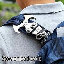 1pc Stainless Steel Folding Outdoor Hiking 4-Prong Hook, Suitable For Hiking, Camping And Backpacking, Durable Multi-Function Hiking Clip - Multicolor - View 2