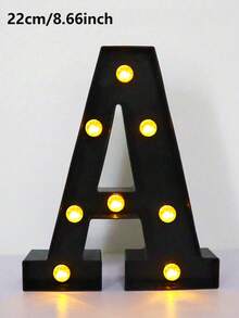 1pc 21cm Home Decor LED Glowing Letter Light,Wedding Proposal Birthday Party Decor Letter Number Light Lamp,Girls' Room Decor Light,Indoor Decorations - Black - View 2
