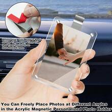 2pcs Transparent Self-Stick Car Sun Visor Photo Holder, Lightweight Acrylic Picture Clip, Novelty Personalized Vehicle Interior Decor Gift - Photo Clip - View 4