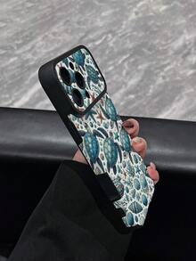 1pc New Full Coverage Turtle, Starfish, Shell Pattern Phone Case, Faux Leather Texture, Shockproof Protective Shell Compatible With IPhone 17/17Pro/17ProMax/16/16Pro/16ProMax/16Plus/15/15Plus/15Pro/15ProMax/14/14Plus/14Pro/14ProMax/13/13Pro/13ProMax/12/12Pro/12ProMax/11/11ProMax, Anti-Shock Anti-Collision Soft Protective Cover - Multicolor - View 4