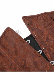 1pc Short Jacquard Waist Cincher, Women's Corset Waist Belt, Suitable For Party Outfit - Coffee Brown - View 6