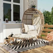 Patio Lounge Chair & Swing Chair - Beige - View 4