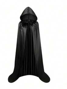 1pc Unisex Halloween Hooded Cloak Cape, Wizard Vampire Sorcerer Crow Adult Costume, Unisex Hooded Robe - Multicolor - View 9