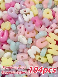 104pcs Rainbow UV Coated Acrylic Beads, Mixed Random Letter Beads, DIY Craft Beads, Suitable For Bracelets, Necklaces, Earrings, Keychains, Phone Chains, Bag Decorations - Multicolor - View 18
