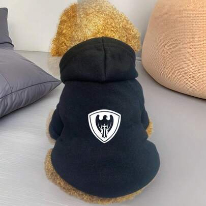 Suéter nuevo para mascotas de otoño/invierno, abrigo con capucha para perro con estampado de escudo de águila, ropa cálida para Teddy Bichon y perros pequeños