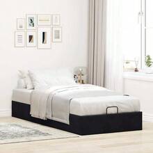 vidaXL Ottoman-Bett ohne Matratze Schwarz 180x200 cm Samt, Bettrahmen, Bettgestell mit Stauraum, Polsterbett, Bettgestell, Bettrahmen mit Stauraum - Schwarz - Übersicht 19