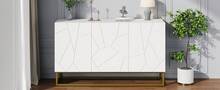 White Gloss Sideboard, Modern Buffet With 4 Shelves - White - View 11