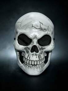 1pc Halloween Scary Full Face Mask, Horror Cosplay Ghost House Escape Room Skull Head Costume Prop - View 3