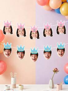 Custom Birthday Hat Face Banner, Custom Bday Face Photo Banner, Birthday Banner, Custom Head On A Banner - Multicolor - View 6