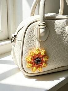 1PC Beads, Sunflower, Plant Decoration, Fashion Charm Pendant, Personalized Cute Backpack Charm, Shoulder Bag Accessory, Tote Bag Charm, Luggage Accessory, Holiday Gift, Car Accessory - Yellow - View 1
