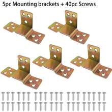 45pc Heavy-Duty Bed Frame Fixing Connector Set (5 Brackets + 40 Screws), Thickened Furniture Bed Connection Accessories, Assemble Bed Support Connectors, Suitable For Bed Hinges, Wooden Frame Brackets, Bed Beam Brackets, And Hardware Connectors. - 5 Fixed Brackets + 40 Screws - View 9