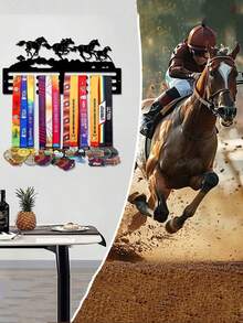 1pc Metal Medal Display Rack For Horse Racing Competition Gold, Silver, Bronze Medals, Wall Decor Storage Holder, Suitable For Sports Awards, Weather-Resistant For Indoor/Outdoor Display, Perfect Gift For Sports Fans And Champions - Black - View 3