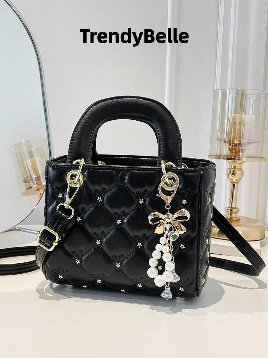 Women's Embroidered Handbag, Fashionable Shoulder & Crossbody Bag, Suitable For Shopping And Commuting (Free Pendant Included)