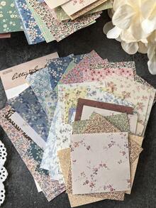 60pcs/Pack Vintage Floral Decorative Scrapbook Paper, DIY Collage Memo Pad - Multicolor - View 4