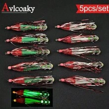 Avlcoaky 5pcs Glow Squid Jig Hook Squid Umbrella Hook Shrimp Fishing Lures Saltwater Cuttlefish Octopus Lures - Multicolor - View 2