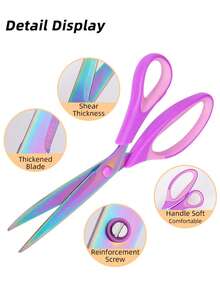 Household Sewing Scissors Sewing Combination Scissors Multi-Function Craft Scissors Office Scissors Stainless Steel Titanium Plated Colorful Scissors Hardened Sharp Blade Effort-Saving Design - Multicolor - View 6
