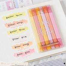 12pcs Dual-Tip Fluorescent Highlighters, Student Stationery, Suitable For Key Point Marking, Quick-Drying Ink, Perfect For Note-Taking, Textbook Marking, Journaling And Office Use. - Double-ended Fluorescent - View 6