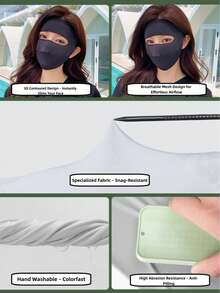 1pc Women's Summer Face Sun Protection Mask, Full Face UV Protection, Ice Silk Breathable, Suitable For Daily Outings And Travel - Face Bikini - View 6