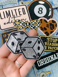 1套3/9件裝多色英文字母刺繡貼片 可愛時尚蝴蝶結撞球骰子聚酯纖維徽章貼花 DIY衣物燙貼補丁縫製配件布貼，適用於背包、牛仔褲、夾克、T恤、帽子、洋裝等 - 混搭 - 查看 5