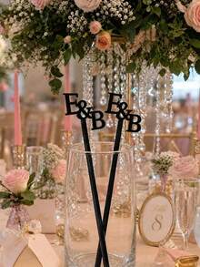 10/30/50/100pcs Customized Wedding Personalized Letter Stir Sticks | Party Decor, Acrylic Gold Mirror Letter Customized Acrylic Stir Sticks - Multicolor - View 3