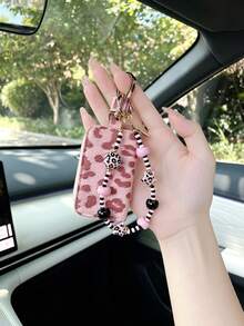 Keychain + Key Pouch Set Creative PU Leather Leopard Print Car Key Pouch New Storage Key Pouch, Universal Car Key Pouch Suitable For Fiat, Audi, Multiple Key Protective Covers, Small Car Lock Remote Control Protective Shell. - A - View 17