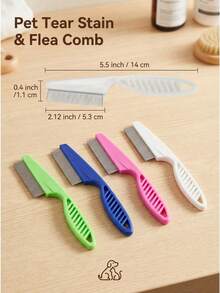 1/2pcs Pet Cleaning Brush - Stainless Steel Cat & Dog Comb, Effectively And Gently Removes Tangled Fur And Fleas, Suitable For Dogs And Cats - Multicolor - View 3