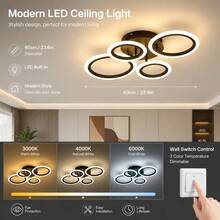 三色 LED 吸顶灯，开关控制，安装简便，适用于卧室、客厅、走廊、门厅、厨房、餐厅、办公室等室内照明装饰 - 彩色 - 查看 11