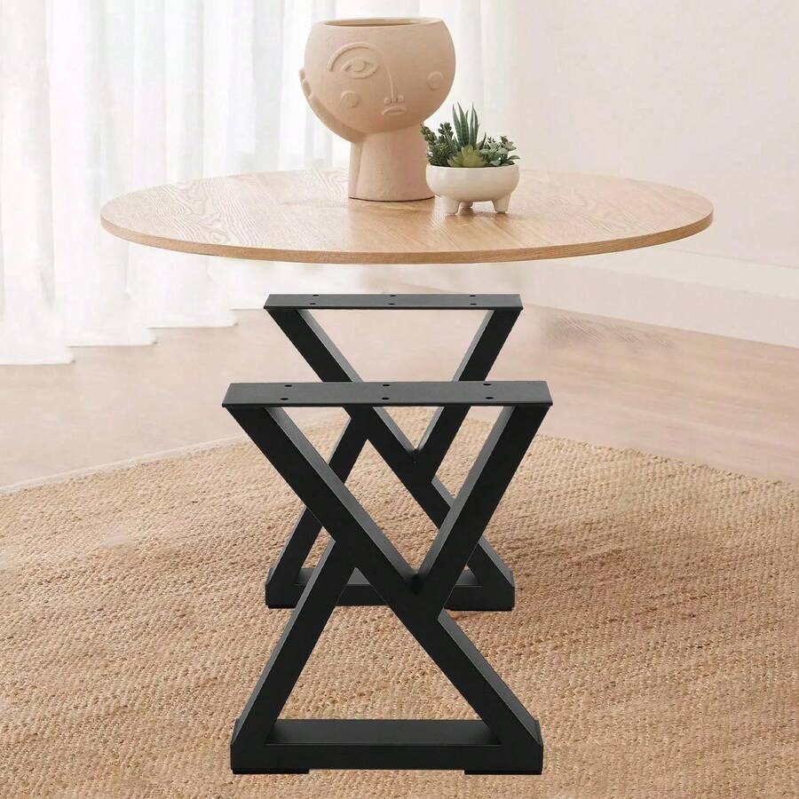 Modern  Metal Table Legs Set Of 2, Industrial Rustic DIY Furniture Table Legs Coffee Table Legs For DIY Table Desk Breakfast Bar Stand Bench - Black - View 1