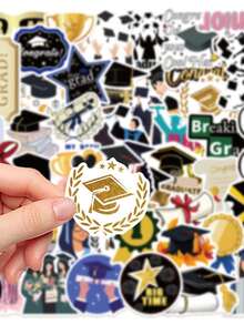 50pcs Graduation Season Phone Stickers, Scrapbooking Supplies, PVC Material, Each Size 3-7cm, Creative Aesthetic Design Stickers, Suitable For Phone Case, Notebook, Bicycle, Tablet, Laptop, Luggage Decoration Stickers - 1 Pack/50 Sheets - View 11