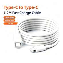 1/3 Set 3.3FT/6.6FT Fast Charging Data Transfer 2-In-1 Data Cable Compatible With Apple 17/16/15 Series, S21 To S25 Ultra Plus - 白色 - 查看 1