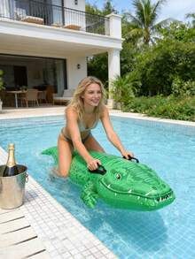 1pc Inflatable Crocodile Ride-On Float/Water Mount/PVC Surf Float, Suitable For Adults And Family Entertainment, Summer Party Accessory, Great Choice For Summer Gatherings And Vacations, Applicable For Halloween, Christmas, Horror Theme And Outdoor Halloween - 1pc/Air Pump - View 5
