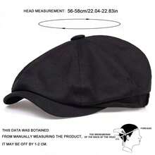 1pc Men's Solid Color Newsboy Cap, Casual Outdoor Hat, Fashionable Beret, Suitable For Spring/Autumn Travel, Beach, Party - Multicolor - View 2