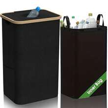 Coletor de Garrafas Dobrável de Nylon Oxford para Uso Interno, Lixeira de Reciclagem com Supressão de Odor, Capacidade de 100L, Resistente a Rasgos e Lavável, Pode Coletar Cerca de 35 Garrafas, Ideal para Uso Doméstico, Coletor de Garrafas com Design Aberto - Multicolorido - Visão 1
