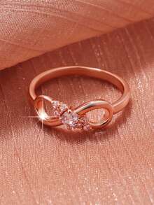 1pc Elegant Romantic Infinity Loop Ring, Perfect For Proposal, Valentine's Day, Birthday, Anniversary Surprise And Daily Wear - Rose Gold - View 2