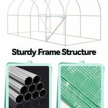 Invernadero túnel gran 15x7x7 pies para jardín - Estructura de acero galvanizado reforzado - Cubierta PE resistente - 8 ventanas con malla -  Ideal para cultivo y protección de plantas en exterior - Puerta enrollable - Ver 4