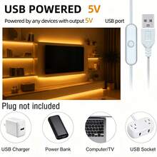 3.28-98.4FT Warm White LED Strip Lights, USB Powered, Cuttable Flexible Light Strip, Easy To Install For Bedroom, Kitchen, TV Backlight, Cabinet And Home Deco - Warm Color - View 8