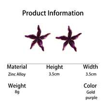 1 Pair Exaggerated Design Handmade Drip Oil Purple Enamel Starfish Stud Earrings For Women, Summer Beach Vacation Vibe - Purple - View 7