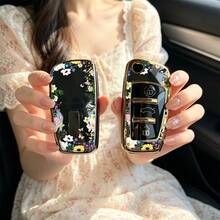 1件汽車鑰匙保護套 時尚印花款，適用於 Audi A3 8P、A6 C6、Q3 8U、A1 8X、Q7 4L、TT 8J、R8 42，高級親膚觸感，不阻擋訊號，中性款 - Audi 3 Button Model CA - 查看 5