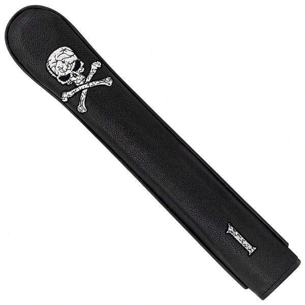 1PC Vintage Cracked Skull Crossbones Embroidered Golf Alignment Stick Cover, Sturdy PU Material, Universal Accessory For Men & Women
