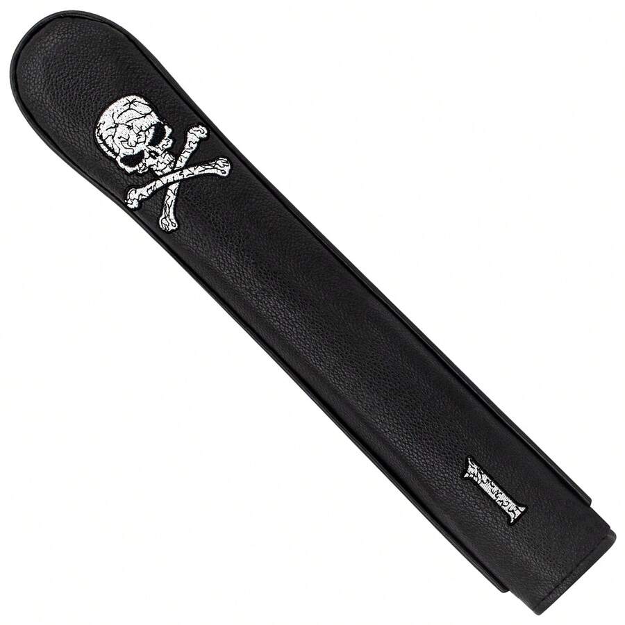 1PC Vintage Cracked Skull Crossbones Embroidered Golf Alignment Stick Cover, Sturdy PU Material, Universal Accessory For Men & Women - Multicolor - View 1