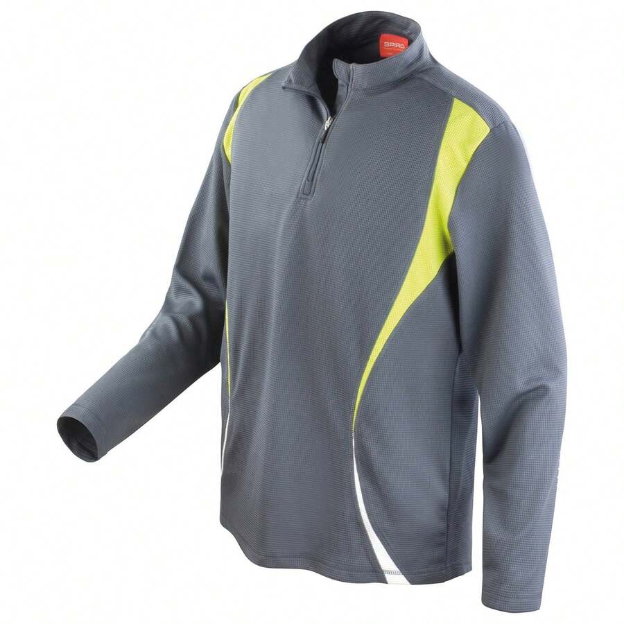 Spiro Unisex Adult Trial Zip Neck Training Top - Grey/Lime/White - View 1