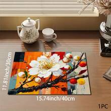 Alfombrilla de drenaje con estampado/Alfombrilla absorbente/Alfombrilla de secado para cafetera & vajilla - Protector de mesa de poliéster absorbente con respaldo de goma antideslizante, decoración de encimera de cocina - Mantel individual para bar en casa & mesa de comedor - Multicolor - Ver 10