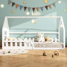 Bed Frame Kids House - 90x200cm - 白色 - 查看 2
