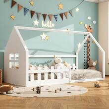 Bed Frame Kids House - 90x200cm - 白色 - 查看 3