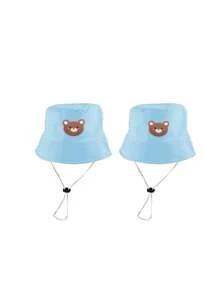 1pc/2pcs Kids Bear Pattern Bucket Hat, Solid Color Sun Protection Hat, Suitable For Outdoor Sunshade And Daily Casual Wear - Multicolor 2 - View 34